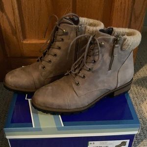 New, never worn Light Taupe Lace Up Ankle Boots